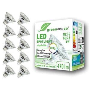 AMPOULE - LED 10x greenandco® IRC 90+ 4000K 36° Spot à LED GU5.3