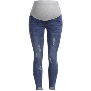 JEANS Pantalons de maternité Ripped Jeans pour femme enceinte - Bleu clair - Prop ventre - Legging