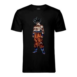 T-SHIRT T-shirt Homme Col Rond Noir Dragon Ball Super Son Goku Déterminé Anime Manga Japon