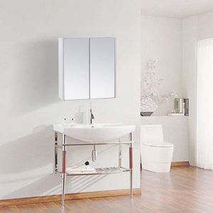 6 Niches 2 pat/ères Armoire Colonne Pivotante de Salle de Bain 2 Miroirs Coloris BLANC