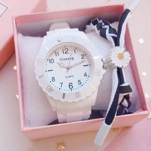 MONTRE Coffret montre enfant fille + bracelet marguerite adolescent mode blanc haute qualité cadeaux pour enfants