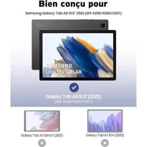 JANOLTY Clavier pour Samsung Galaxy Tab A8 10.5, AZERTY Bluetooth sans Fil  Clavier pour Galaxy Tab A8 2021 10.5 (X200/X205/X207) Rétroéclairé Clavier  avec Étui, Noir : : Informatique