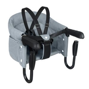 RÉHAUSSEUR SIÈGE  Siège de table bébé pliable - UISEBRT - Réhausseur gris avec pinces antidérapantes et ceinture de sécurité