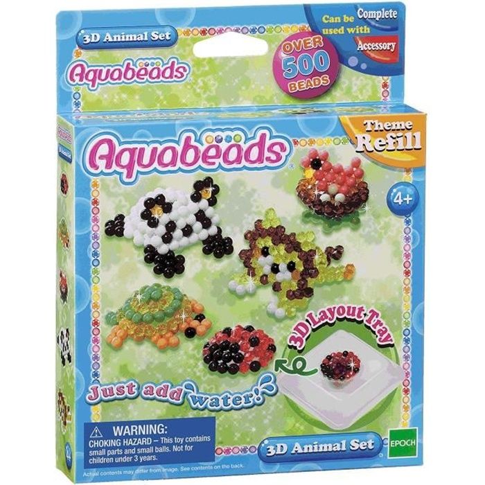 Perles à assembler AQUABEADS - 31602 - Amis animaux - Loisir créatif pour  enfant mixte jaune - Aquabeads