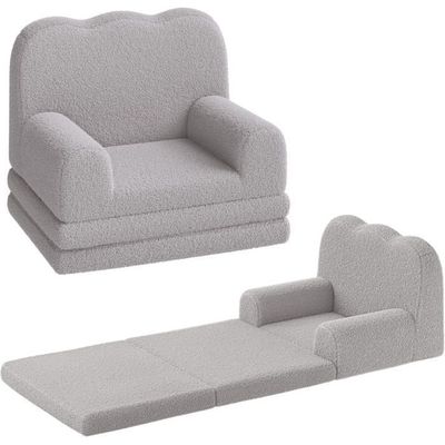 Fauteuil Enfant Pliable Velours Fauteuil Enfant Pliable Odolplusz - Mini Fauteuil Velours Côtelé Graphite - Meuble Sûr, Certifié UE - Pour Chambre