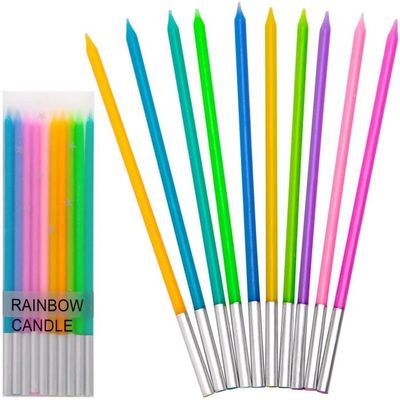 Dokeno Métallique Bougie, 12 Pièces Bougies Colorées Pour Gâteau D' Anniversaire, Longues Bougies De Gâteau D'anniversaire Avec Supports, Pour Décoration De Gâteau D'anniversaire Mariage(Couleur