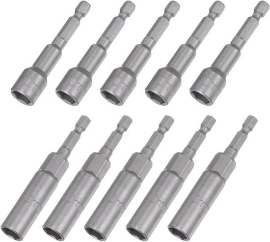 5pcs Embout Anneau 10mm Hexagonaux Trou Magnétique Vis Support Tournevis Outils