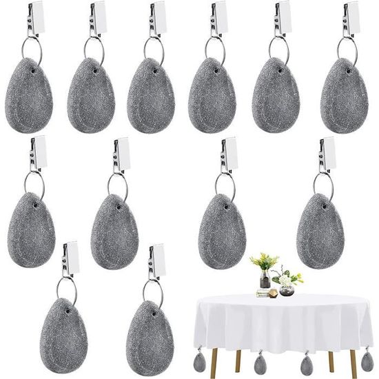 Poids De Nappe En Marbre Naturel - Lot De 8 Pinces Gris - Stabilisateur Nappe Vent