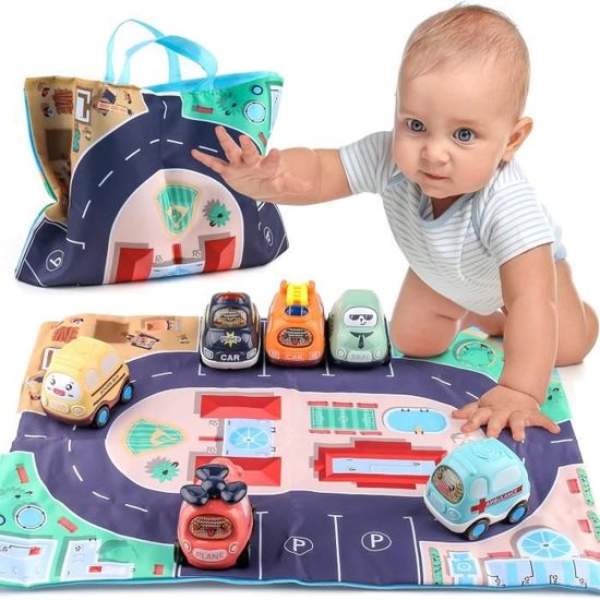 Set De 6 Voitures à Friction Bibykivn – Avec Tapis/sac De Rangement – Jouet éducatif Dès 3 Ans