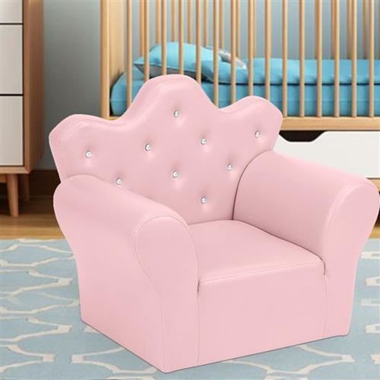 Fauteuil Canape Confortable Pour Enfant Design En Forme De Couronne Avec Pouf Rose Cdiscount Puericulture Eveil Bebe