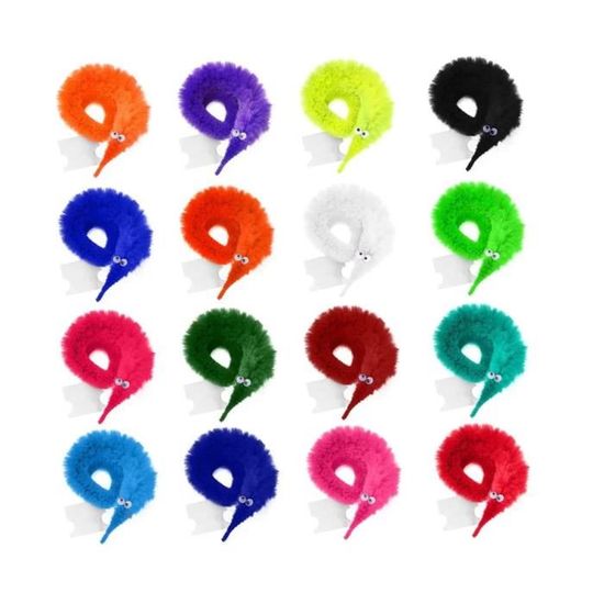 16pcs Worm Wiggly Twisty Fuzzy Worms on a String Magic Worm Toys