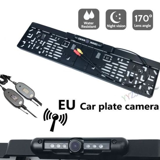 Kuuleyn Inversion De Plaque D'immatriculation, Cadre De Plaque D'immatriculation Européenne ABS 12LED Caméra D'inversion D'affichage Capteur De Stationnement Accessoires De Voiture