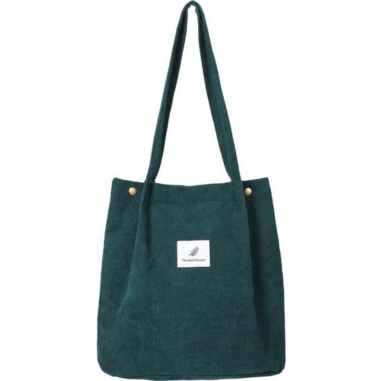 Sac Cabas Femme LHMTQVK En Velours Côtelé, Grand Format Avec Poches Intérieures, Motif Sourire, Réutilisable, Style Rétro