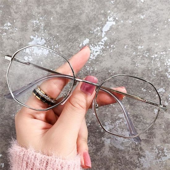 Couleur argent Lunettes monture octogonale pour femmes Vintage