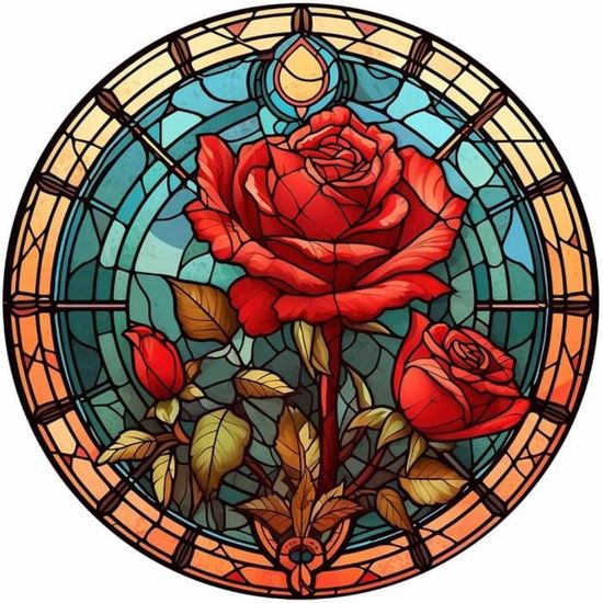 Popyes Diamond Painting Vitrail Kit Complet Broderie Diamant Fleurs