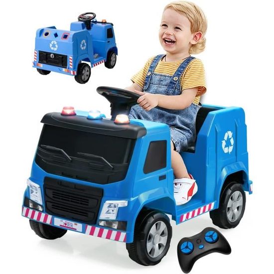 GOPLUS 12V Camion Balayeuse Rue électrique Enfant 3-7 Ans avec Plateau de  Balayage,Tracteur Véhicule