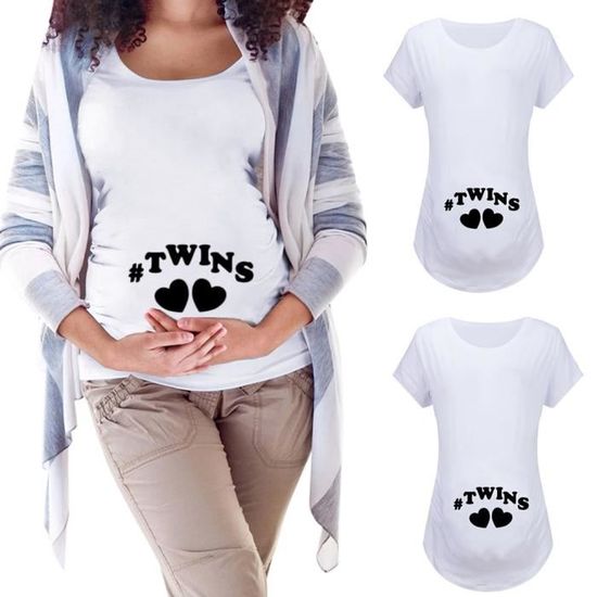 T-shirt Grossesse Décontracté à Manches Courtes - Imprimé Squelette, Coton Doux