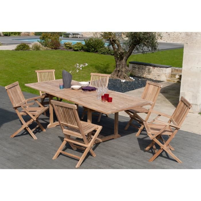 Artigues Ensemble Repas De Jardin En Bois Teck Massif 6 Places
