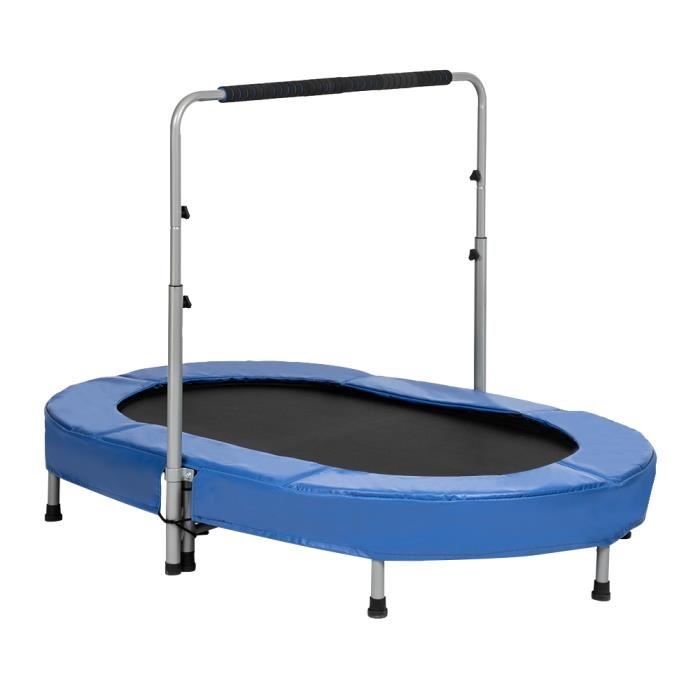 Trampoline fitness pour Deux personne hauteur réglable (142 * 92 * 128)cm Bleu Noir