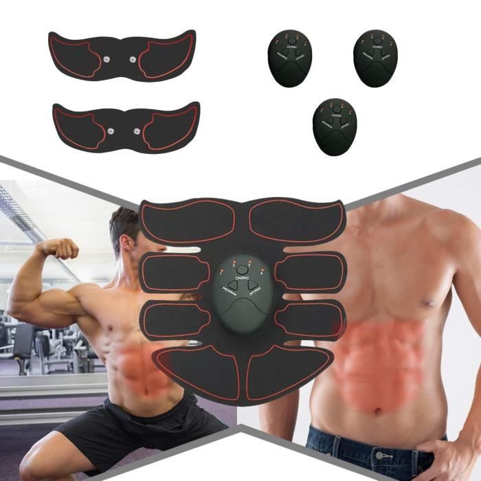 Appareil Abdominaux Musculation Patch de formation intelligent EMS (Noir + Rouge)