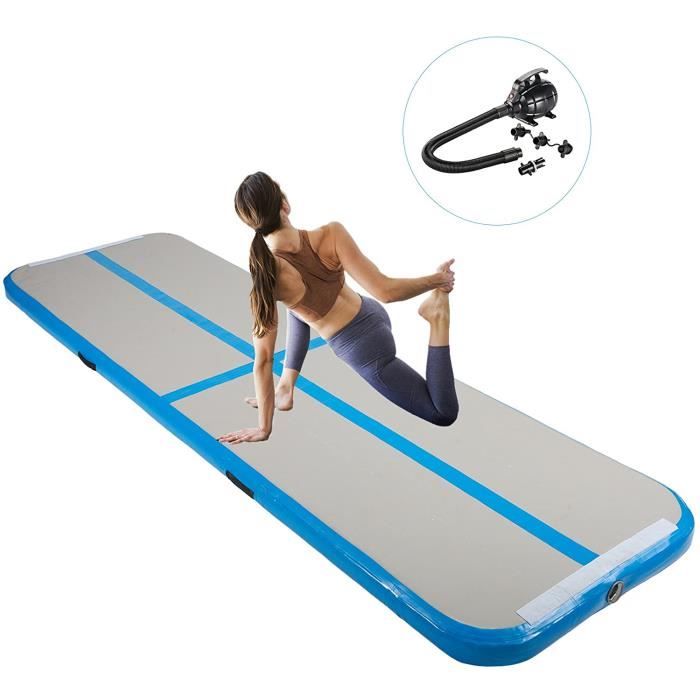 Tapis de Gymnastique Gonflable avec Pompe, 300 x 100 x 10 cm Airtrack Gymnastique Tapis de Tumbling, pour Yoga-Taekwondo Bleu