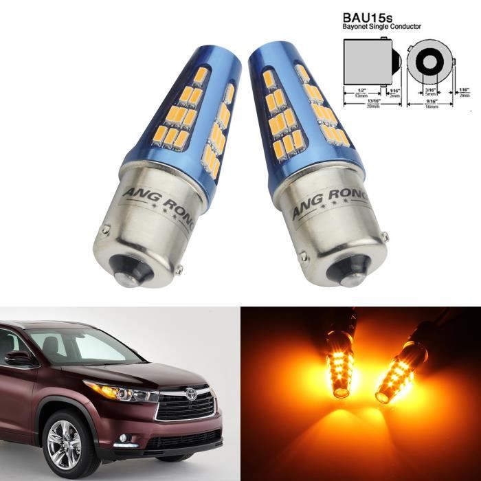 ANGRONG Lot 2 Ampoules 581 BAU15s PY21W 48 SMD LED Voiture Signal Indicateur Clignotants Feu de Recul Orange Jaune 5W 9-30V