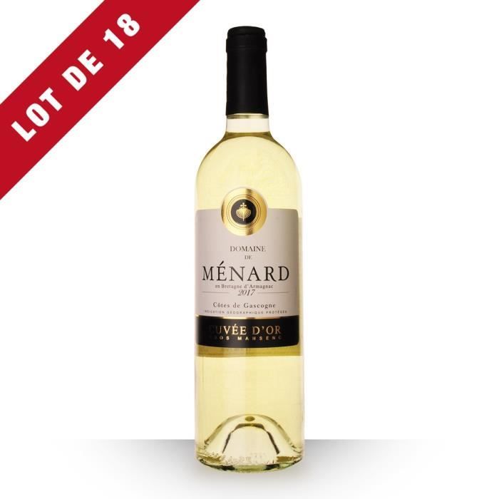 Lot de 18 - Domaine de Ménard Cuvée d'Or 2017 IGP Côtes de Gascogne - 18x75cl - Vin Blanc