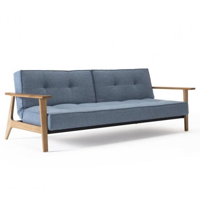 Canapé droit Bleu Tissu Design Confort