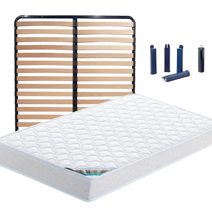 Chypre - Pack Matelas + Lattes 160x200 + Pieds