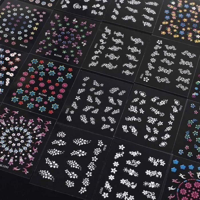 50 pcs 3D Autocollants Ongle Nail Art Stickers Design Floral Couleurs Mélangées Décalcomanies Manucure Belle Mode Accessoir WYK50532