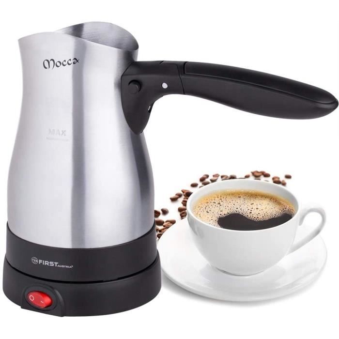 TZS First Austria Cafetière Turque Electrique avec Poignée Repliable 800W, Pot à Café Grec 350ml en Acier Inoxydable, Bouilloire Mob