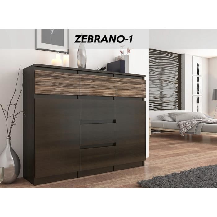 MONACO 1W - Commode contemporaine 120x40x98 - 6 tiroirs 2 portes - Meuble rangement chambre/salon design tendance - Buffet -