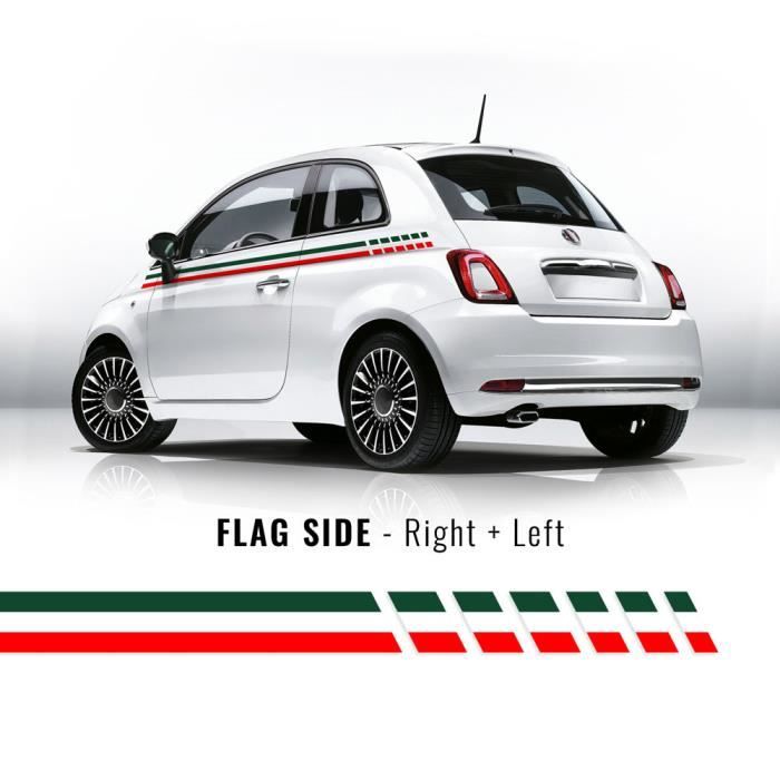 Bandes Adhésives Drapeau Italie pour Côtés Fiat 500
