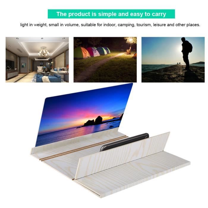 12 pouces écran loupe pour téléphone portable HD écran agrandisseur vidéos films Blanc Écran -GAR