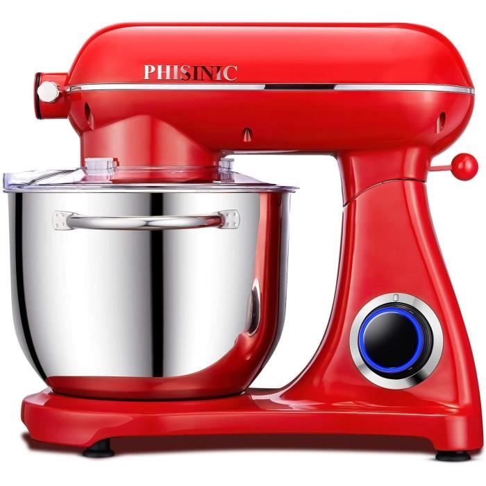 ROBOT PATISSIER Robot Pâtissier Multifonctions de Cuisine, PHISINIC 6.5L 1800W Puissant, Métalique, Mixeur Batteur s64