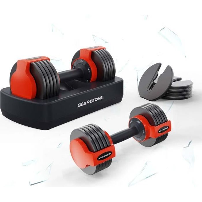 Haltère, Haltère musculation, Haltère réglable, Poid musculation (3,6 kg - 10,8 kg) - 1 kit
