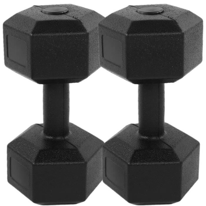ZJCHAO Haltère hexagonal de fitness Haltère Hexagonal Encastré 2 x 5KG en Caoutchouc de Fer Poids à Main Entraînement de Gym à