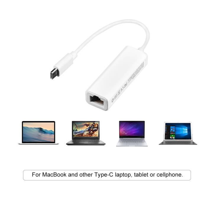 Adaptateur de type C à RJ45, USB 3.1 Convertisseur d’adaptateur de réseau LAN Ethernet 100 Mbits / s de Type C à RJ45