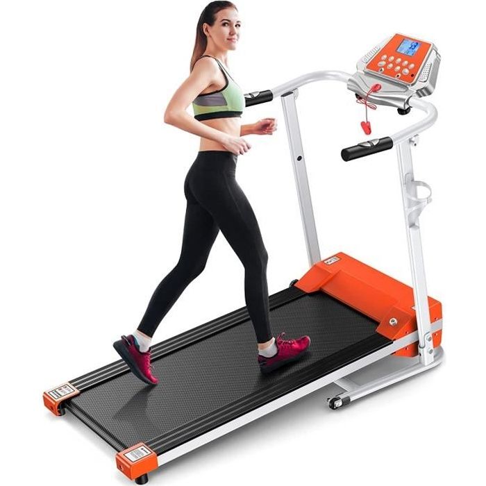 Tapis de course pliable -10km - 12 programmes - 128 x 50 x 118 cm - Orange