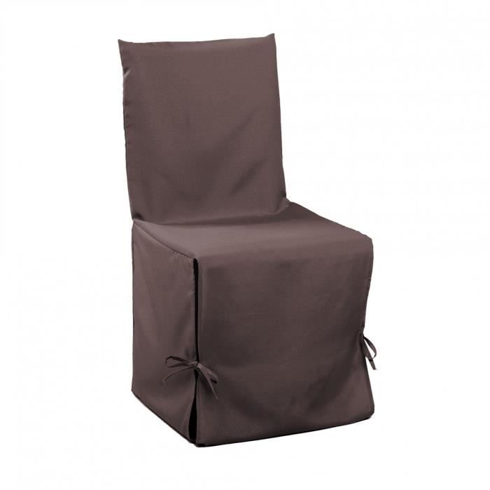 DOUCEUR d'INTERIEUR Housse de chaise unie à nouettes 50x50x50 cm Essentiel brun