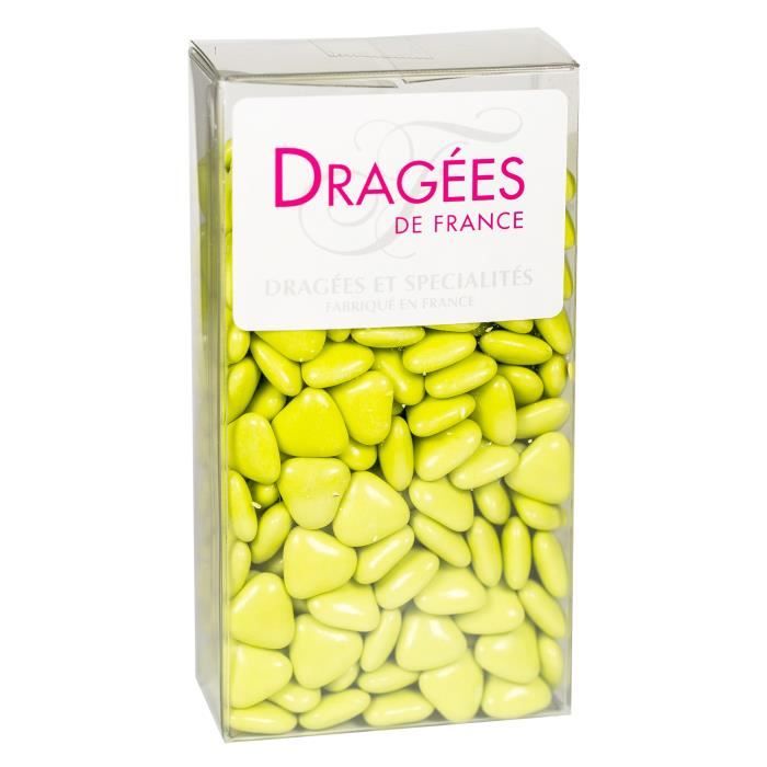 DRAGEES DE France - Petits Cœurs Chocolat - Vert Anis 250G