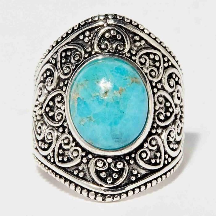 Bague argent massif et pierre naturelle