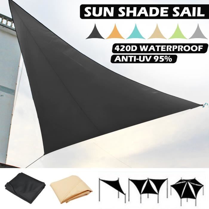 NEUFU Voile d'Ombrage Triangle Toile Parasol Auvent Extérieur Soleil imperméable - 4X4X4M NOIR