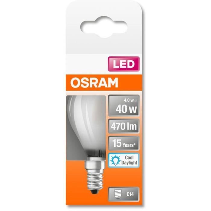 OSRAM Ampoule LED Sphérique verre dépoli 4W=40 E14 lumière du jour