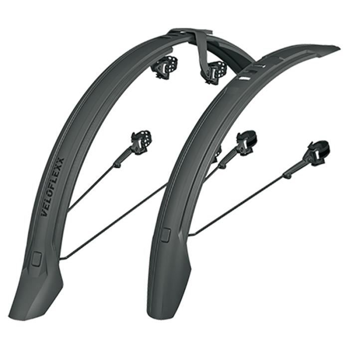 Garde-Boue Vélo M-Wave (Avant + Arrière) - Longueur 71,1 Cm, Noir - En Plastique Souple, Montage Universel - 2