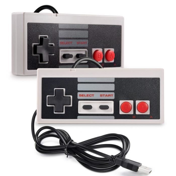 TRIXES Lot de 2 contrôleurs NES - Claviers numériques USB de Jeu rétro pour Ordinateur PC, Mac, Raspberry Pi, Wii U