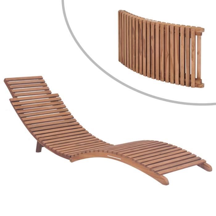 Chaise longue pliable 175 x 50 x 55 cm Teck massif - Brun - Meubles/Meubles de jardin/Sièges d'extérieur/Bains de soleil - Brun -