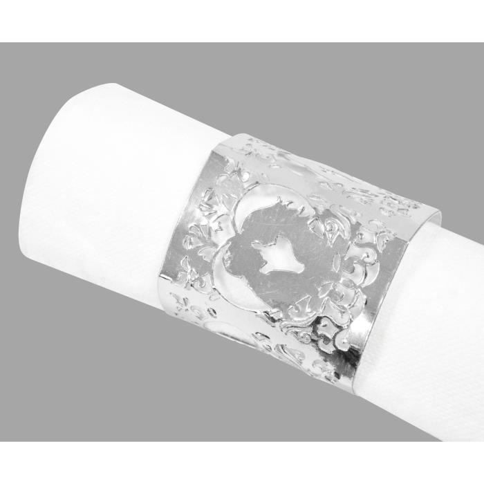10 Lots de 6 Décors de serviette Mariage Argenté - 17,5 x 5,7 cm