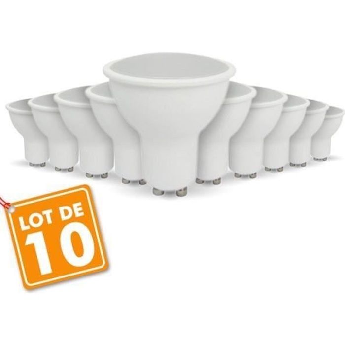 Lot de 10 ampoules LED GU10 5W eq 40W Blanc naturel