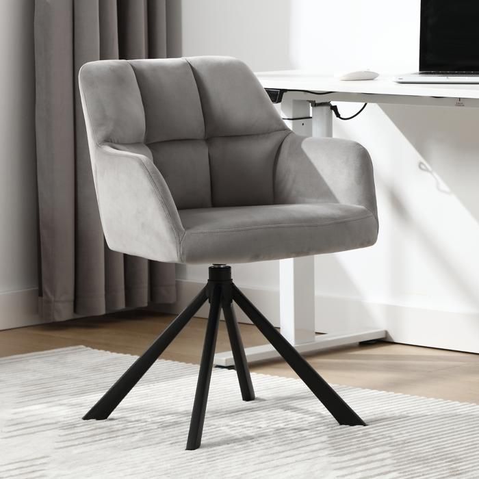 Wahson Fauteuil de Bureau en Velours Chaise de Bureau Erconomique avec Pied en Métal Chaise Pivotante pour Bureau et Chambre